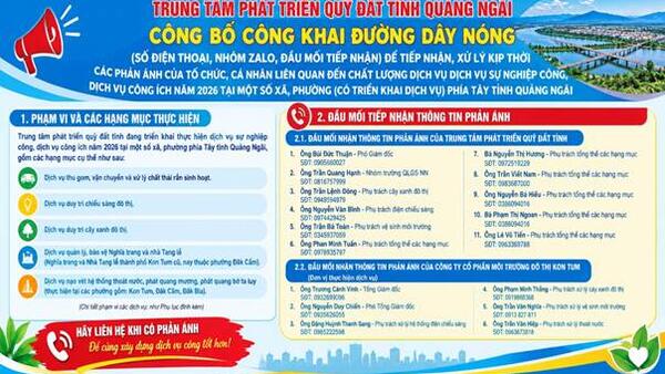 CÔNG KHAI ĐƯỜNG DÂY NÓNG TIẾP NHẬN PHẢN ÁNH VỀ CHẤT LƯỢNG DỊCH VỤ SỰ NGHIỆP CÔNG, DỊCH VỤ CÔNG ÍCH NĂM 2026
